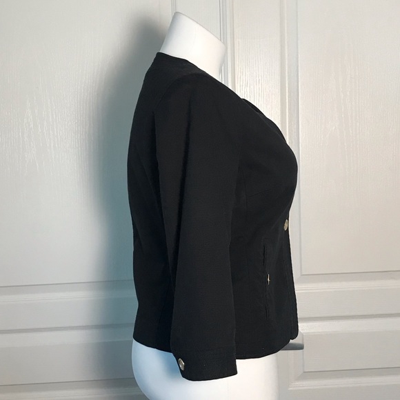 TALBOTS BLACK SINGLE BUTTON 3/4 SLEEVE JACKET - Picture 3 of 6